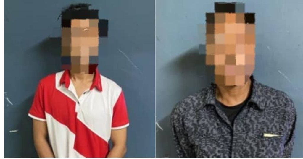 经过长达2公里的追捕后，两名外籍男嫌犯落网。——照片：大马警方提供