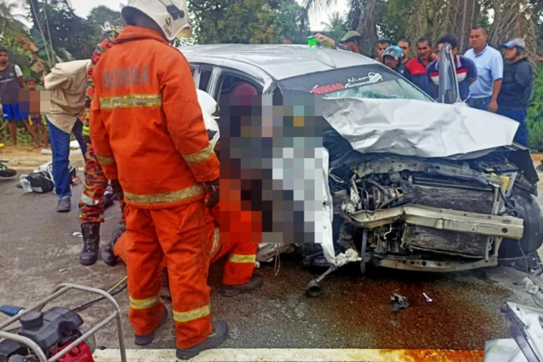 瓜拉吉赖2车猛撞  3人魂断公路包括孩童