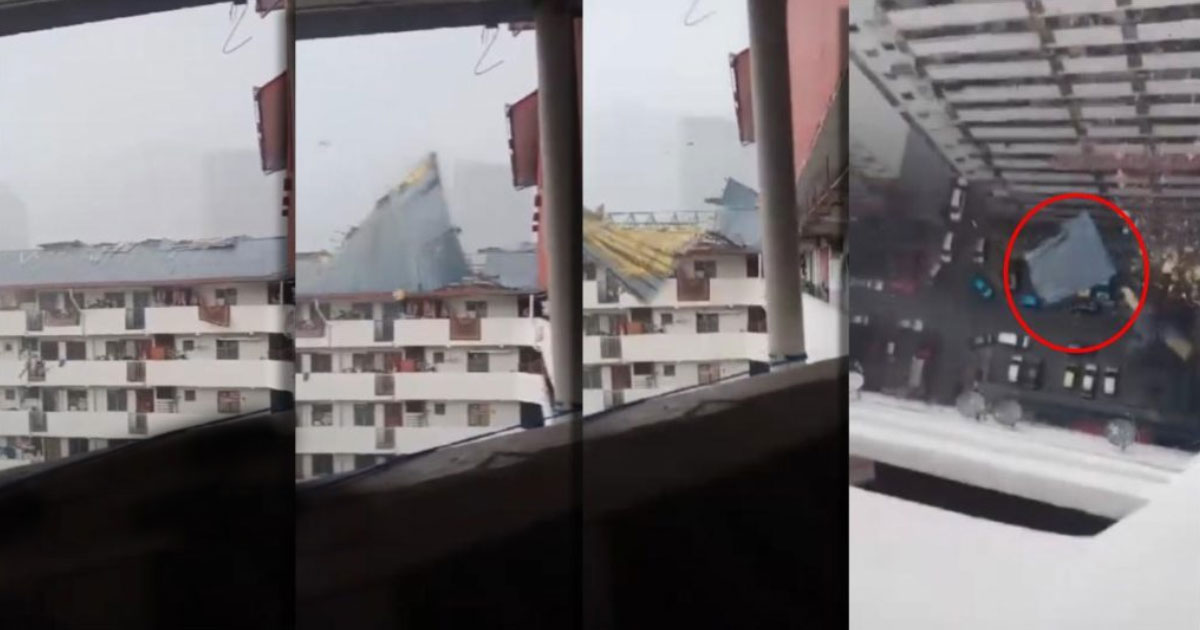 狂风暴雨肆虐首都 孟沙组屋锌板砸车6单位受影响