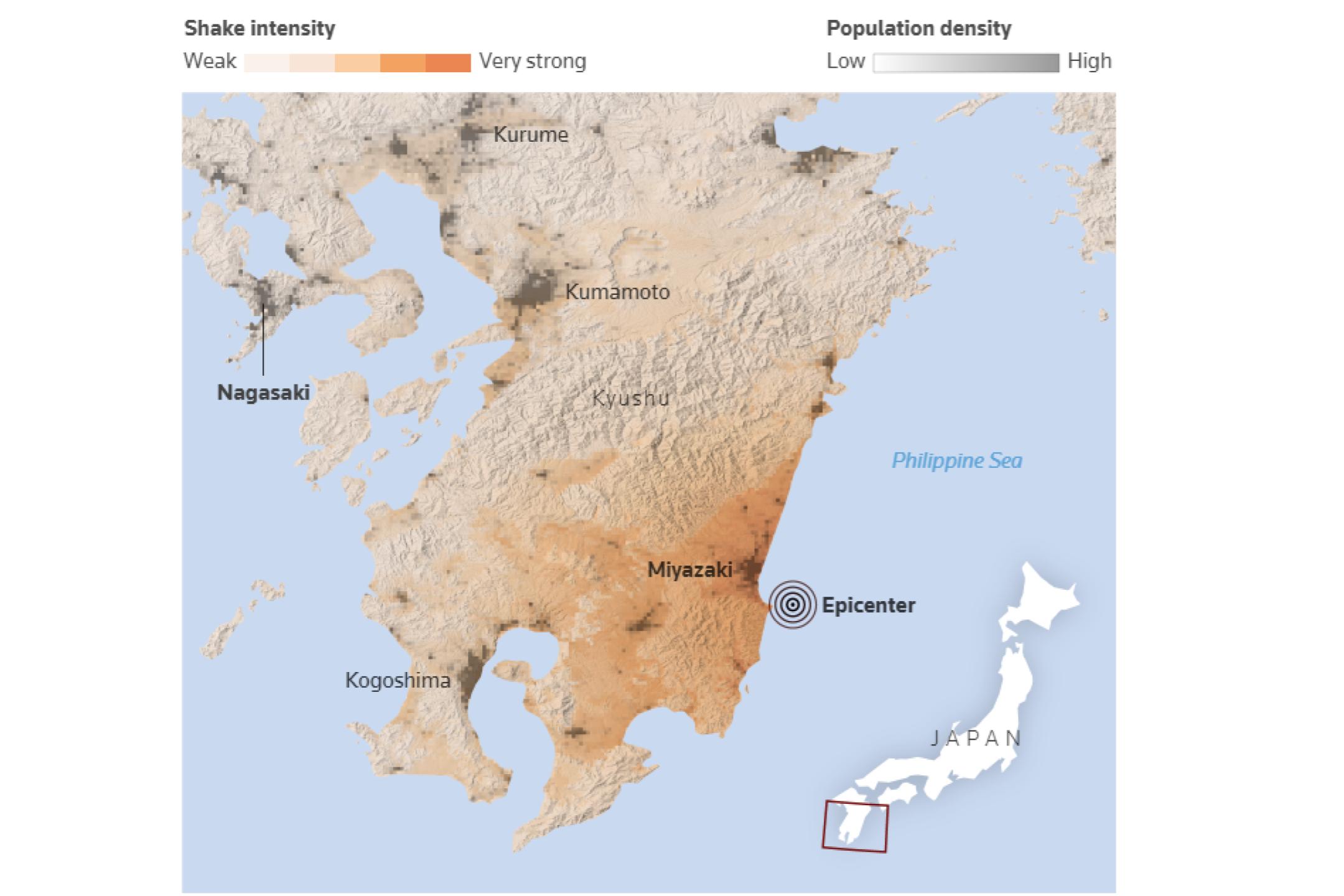 日本九州6.8级地牛翻身 宫崎剧烈摇晃触发小海啸